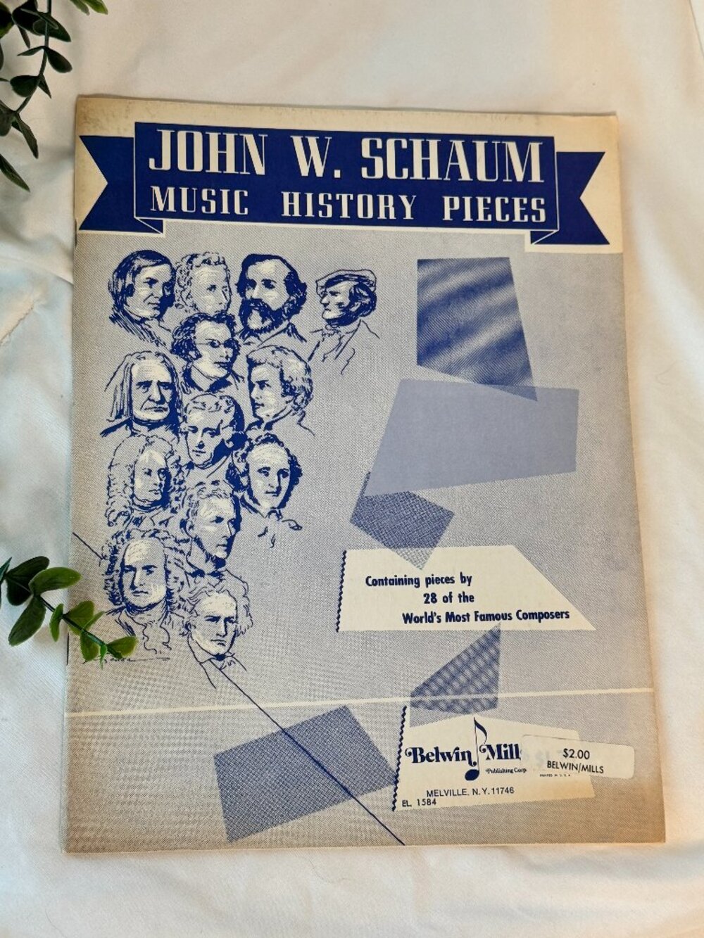 Vintage 1960 John W. Schaum Music History Pieces Piano Book 28 Famous Composers